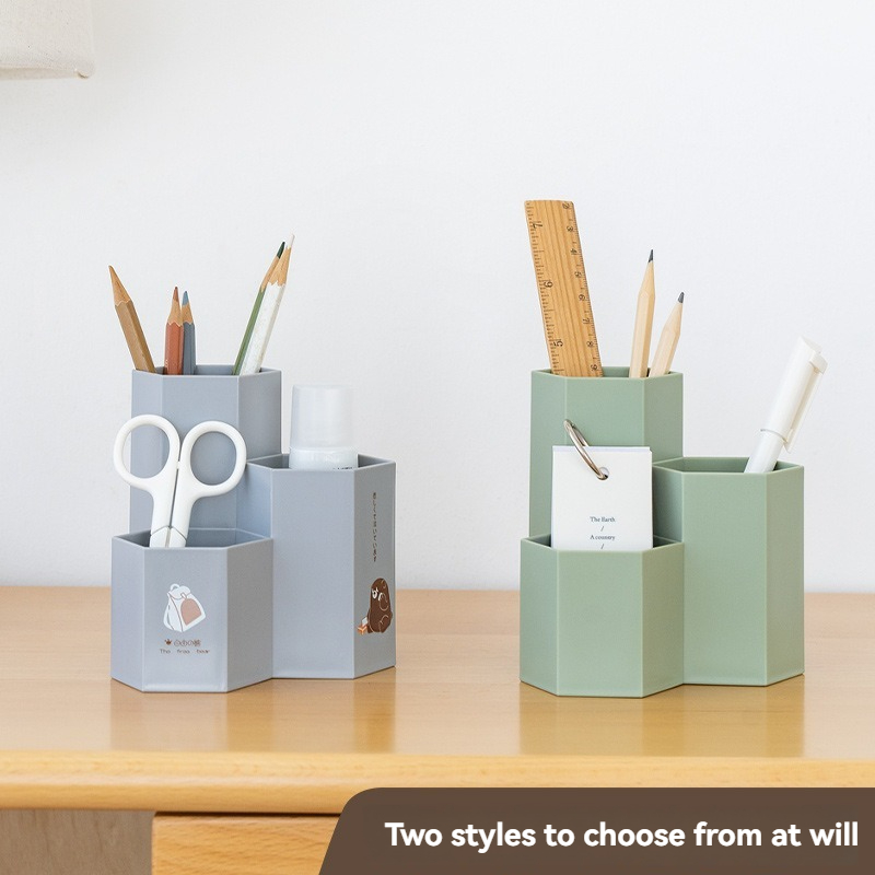 1 porte-stylo hexagonal régulier, boîte de rangement en plastique ins de grande valeur, support de rangement pour stylos marqueurs de grande capacité.