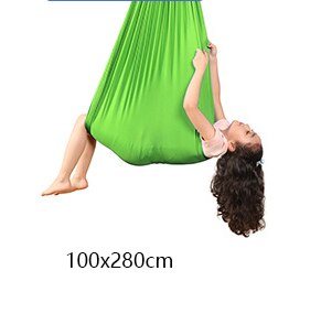 Kids adult Cotton Outdoor Indoor Swing Hammock for Cuddle Up To Sensory Child Therapy Soft Elastic Parcel Steady Seat Swing: green 100