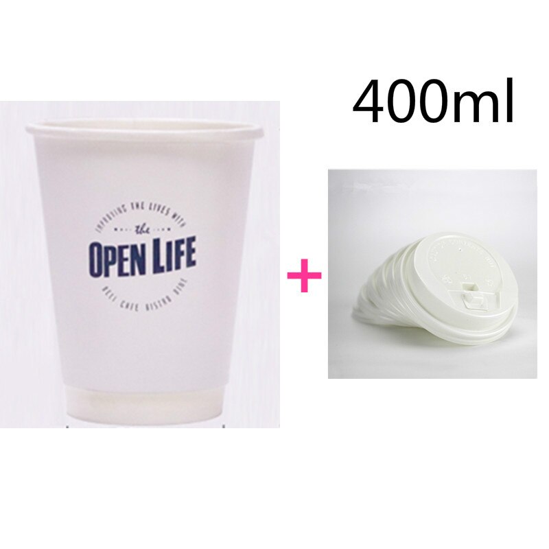 50pcs Europese stijl wegwerp koffie cup party favor double layer holle anti drink paper pakket cup met deksel: cup and lid