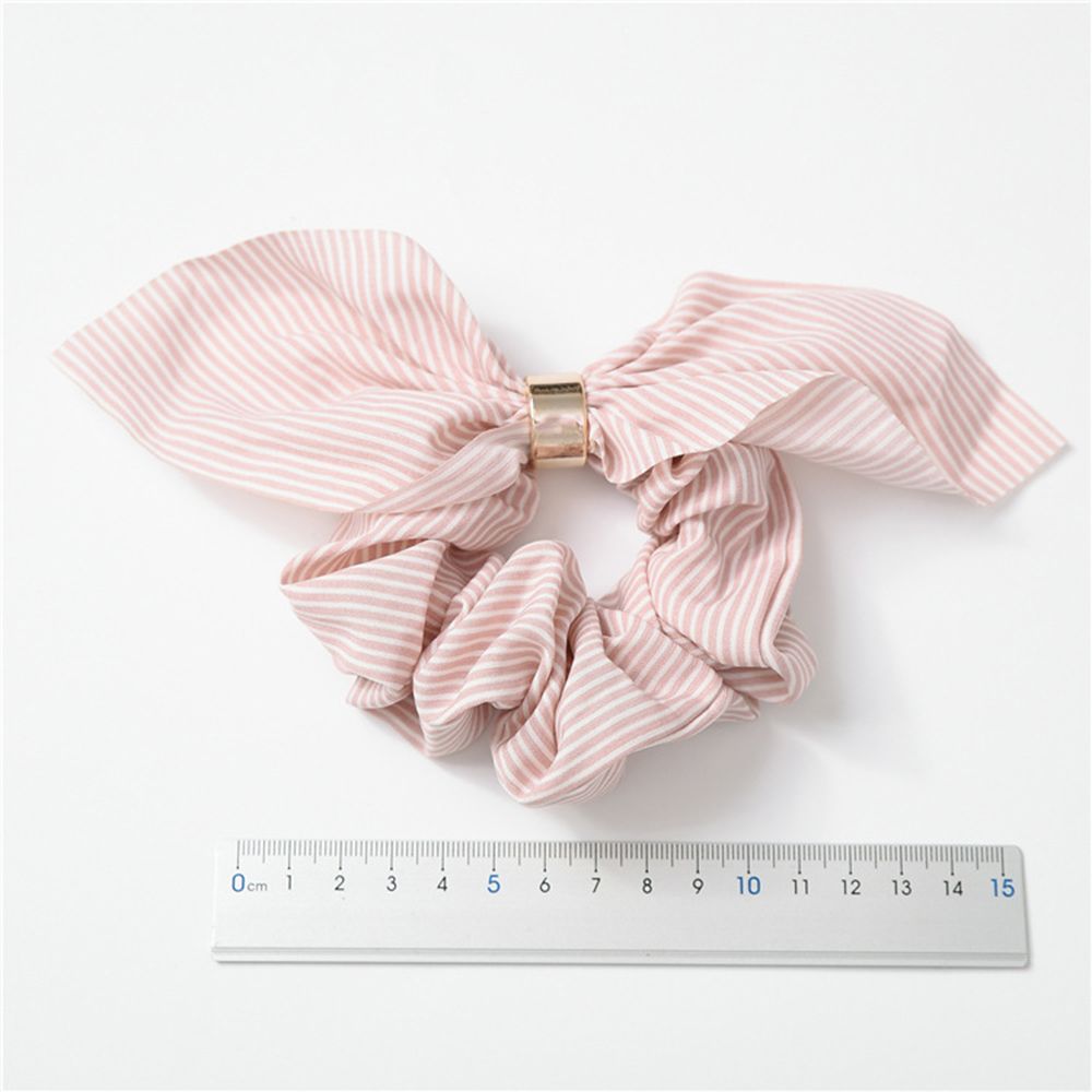 1 stk kanin øre hår scrunchies til kvinder elastisk gummi hår reb stribet gummibånd til piger metal ring slips