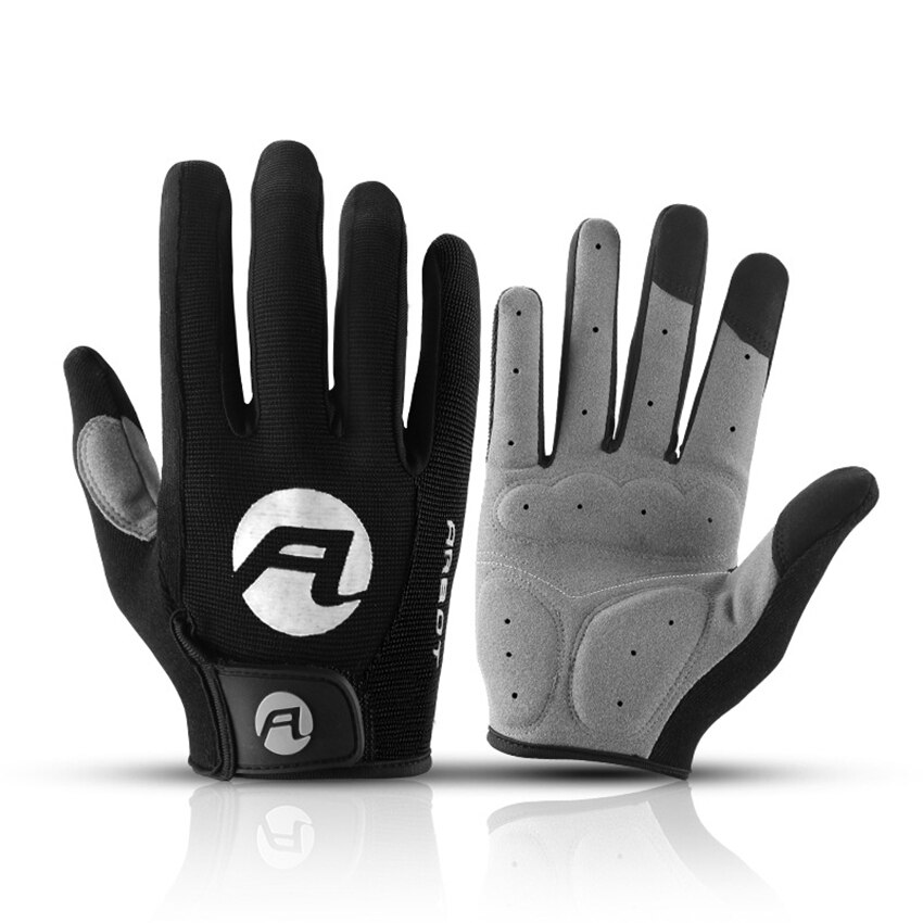 Guantes de ciclismo para hombre antideslizantes con pantalla táctil, antigolpes, transpirables, de dedo completo, para deporte, Fitness, guantes para motocicleta y bicicleta: Black Gloves / M Refer Size Chart