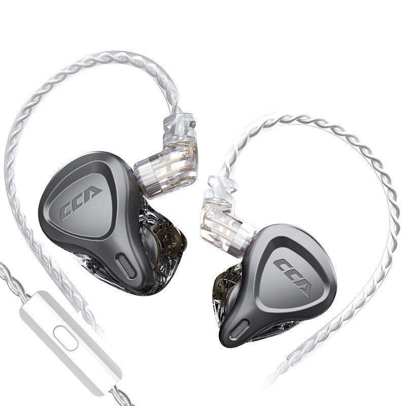 CCA CSN Wired In-Ear Headphones - HiFi Bass - Noise Reduction - With Mic: Gray