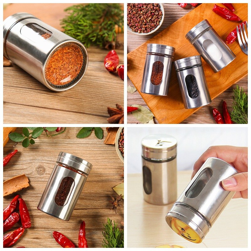 Spice Seasoning Jar Stainless Steel Salt Adjustable Rotating Seasoning Jar Adjustable Salt And Spice Shaker