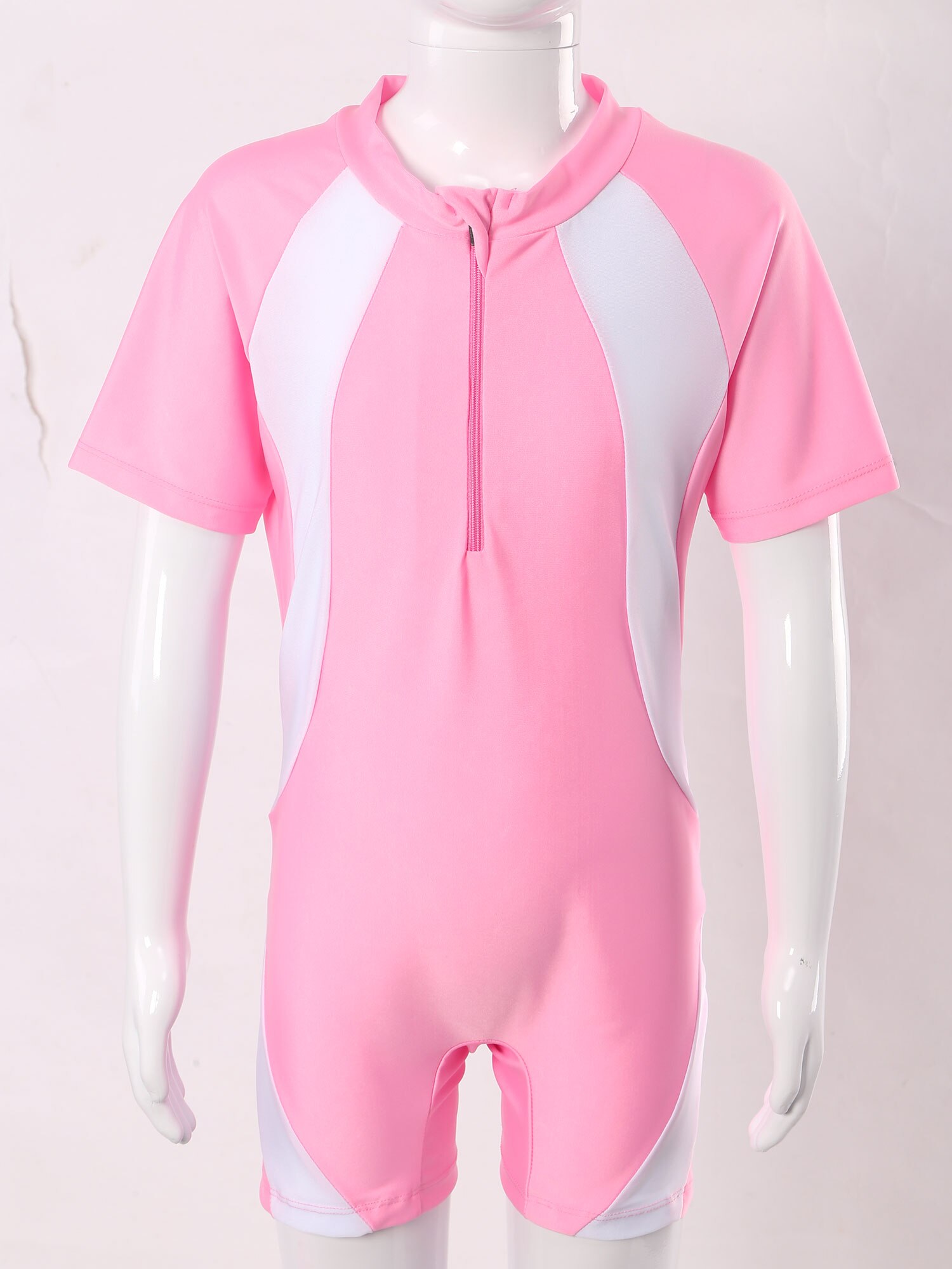 Kids Swimsuit for Girls Beachwear Bathing Suit Children Swimwear Short Sleeve Leotard Bodysuit with Skirt Schoolgirl Uniform