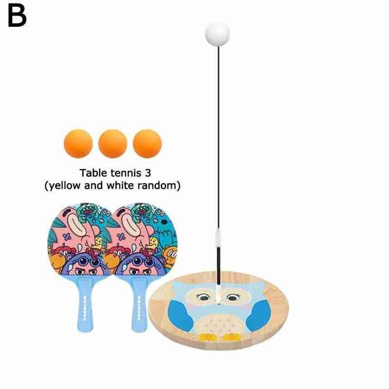 Cute Ping pong Trainer Set Table Tennis Trainer Ball Flexible Robot Shaft Machine Training Rackets Equipment Student Sports O5Q4: owl