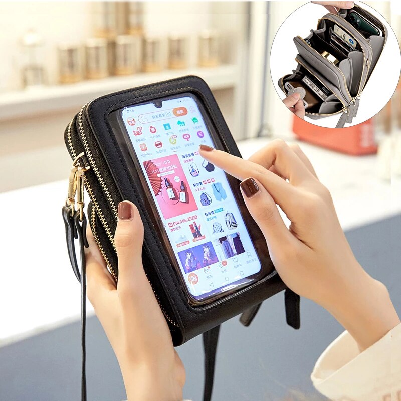 Bandoleras de piel sintética para mujer, de gran capacidad bolso cruzado, multifuncional, para teléfono