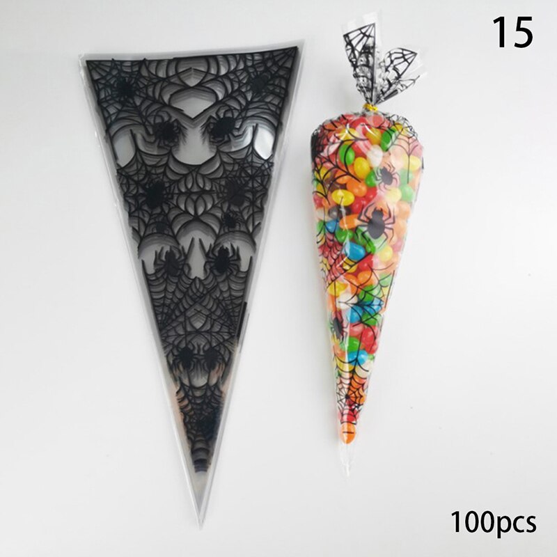 100pcs Transparent Süßigkeiten Verpackung Taschen Hochzeit Geburtstag Party Dekoration Süße Zellophan Candy Tasche Kegel Lagerung Verpackung Tasche: O