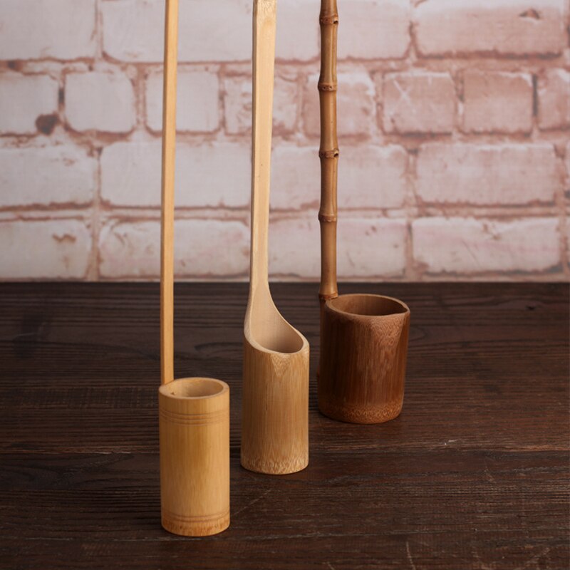 Cuillère à eau de racine de bambou à Long manche, outils de cuisine carbonisés, vaisselle de table, ustensiles de cuisine pour thé Kung Fu outils à thé