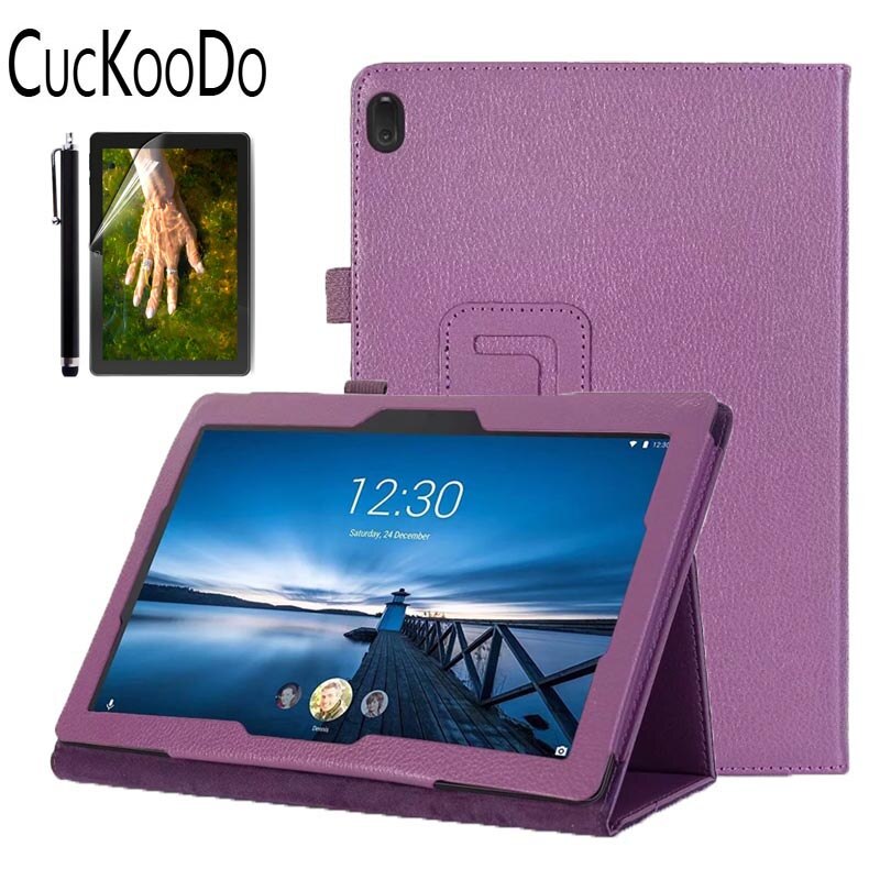 Étui socle pliable en cuir PU pour Lenovo TAB E10 TB-X104F 10.1 pouces tablette libération: Purple.3in1