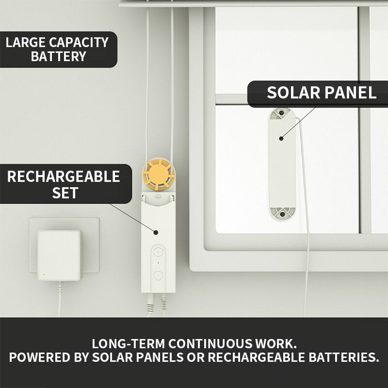 Moteur de corde de volet roulant intelligent WIFI Bluetooth commande vocale moteur de volet roulant à énergie solaire moteur de rideau contrôlé par application
