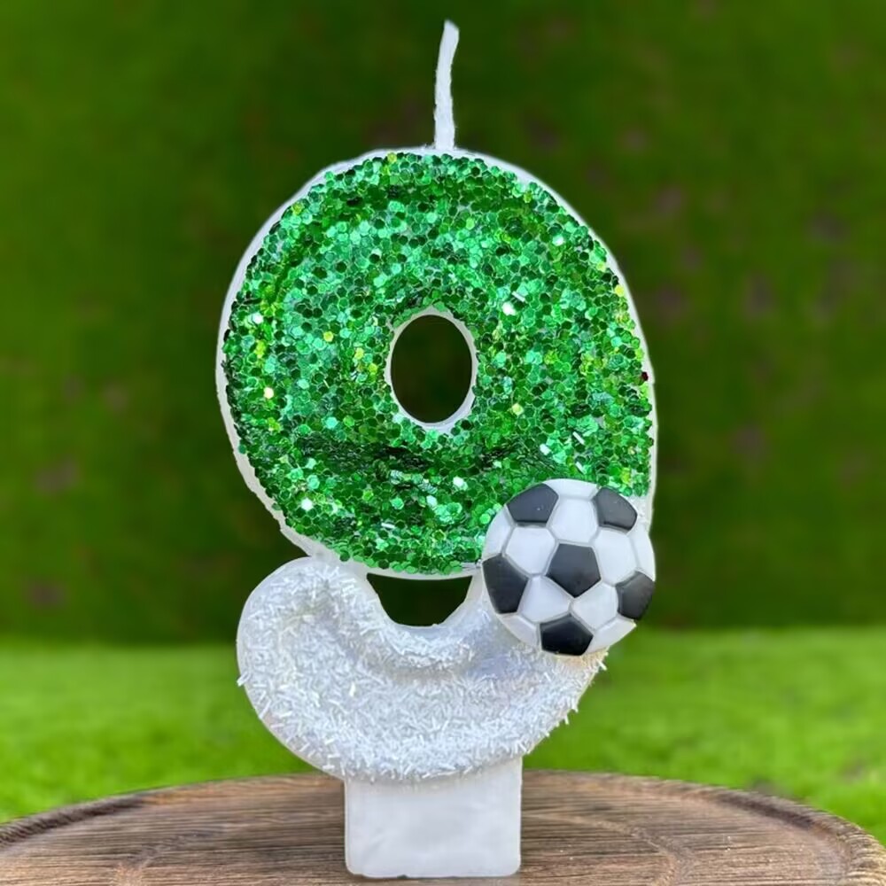 1PC Happy Birthday Football Candles Cake Soccer Candles Number 0-9 Digital Candle Party Wedding Cake Candle Party Cakes Deco: Pink