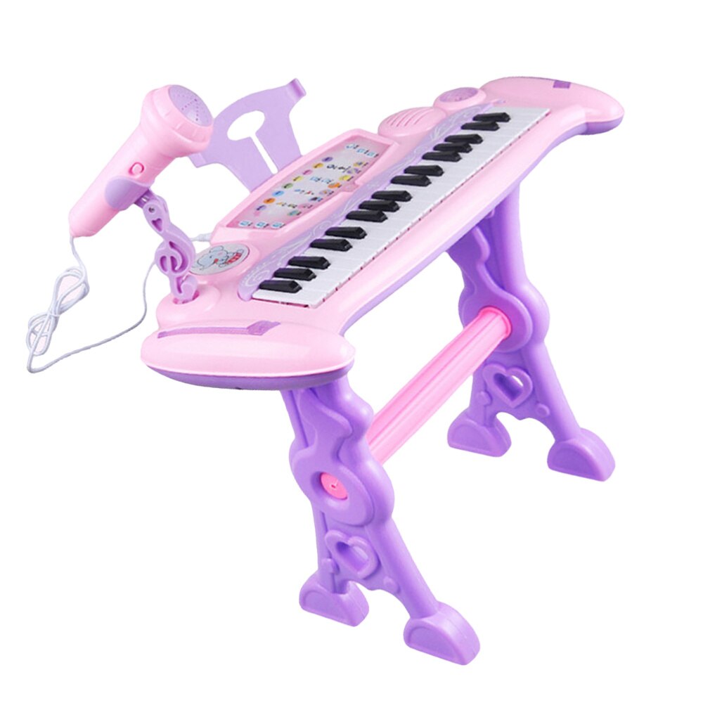 1pc Multifunctional Electronic Childrens Keyboard with Microphone Educational for Kids Children(Pink, without Ba