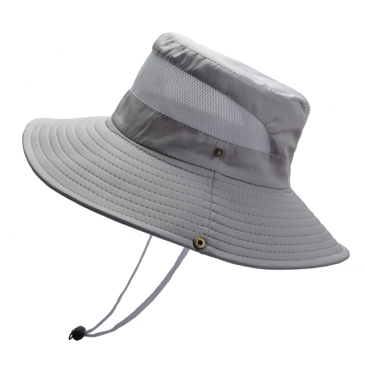 Men and Women Mesh Breathable Fisherman Cap Casual Solid Color Bucket Hat Panama Caps Summer Sun Hat Motorcycle Hat Climbing Hat: Gray
