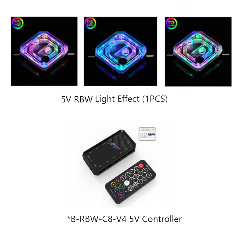 Bykski CPU Water Block Compatible Ryzen 7,5,3,AM4 AM3+,AM3,AM2+,AM2,FM2+,FM2,FM1 ,Processor Cooler,CPU-XPR-C-M: 5V Use Controller