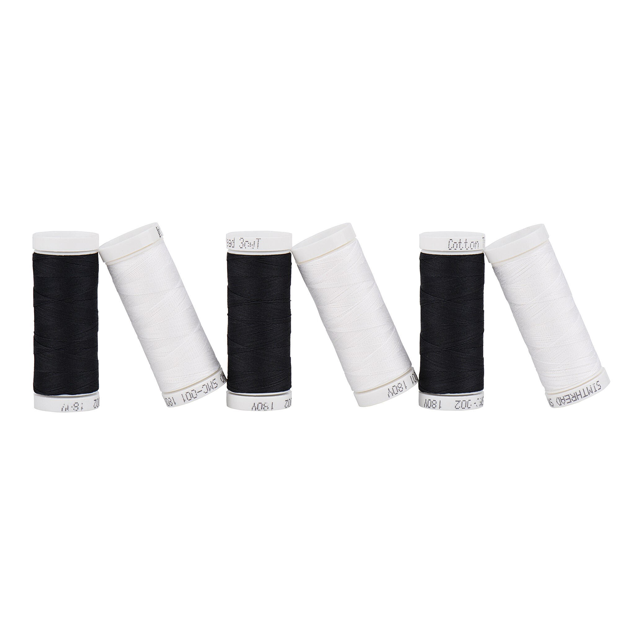 Simthread White and Black 30WT Cotton Sewing Thread for Hand or Machine Embroidery Sewing Quilting Piecing Applique etc