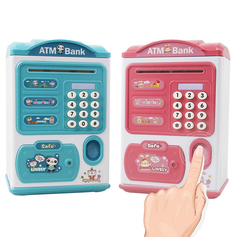 Simulation Password Fingerprint Automatic Roll-up Electronic Piggy Bank Children Education Toys For Birthday