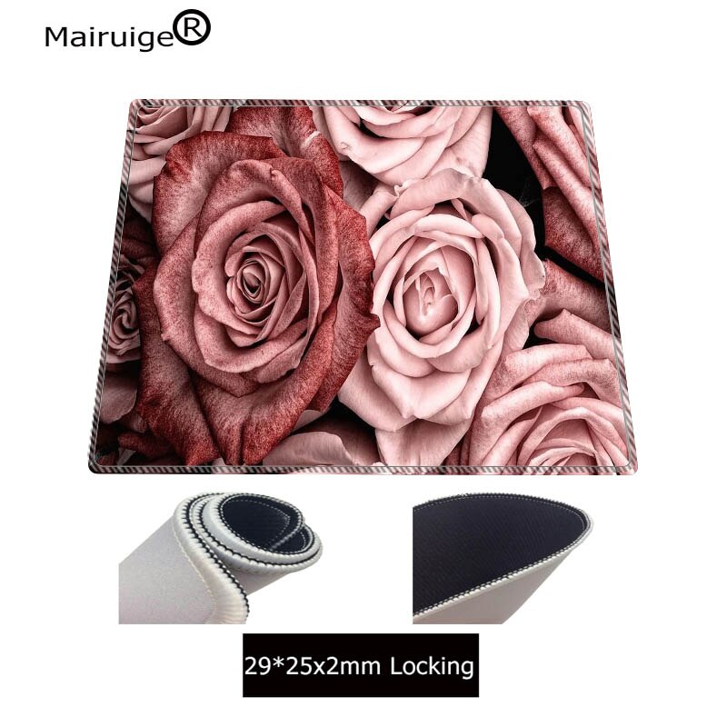 Mairuige rosa grande jogo de flor mouse almofada bloqueio borda teclado mousepad mouse mesa de jogos para cs go lol dota: 250X290X2MM