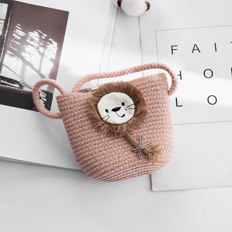 Cartoon Portemonnees Hand Made Kleine Stro Tassen Kinderen Geneigd Schoudertassen Messenger Bag Schattig Meisje Handtassen Kids