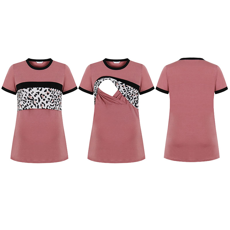 Nuova estate gravidanza vestiti delle donne di maternità manica corta Leopard Layer infermieristica T-shirt Top per allattamento Женская Одежда