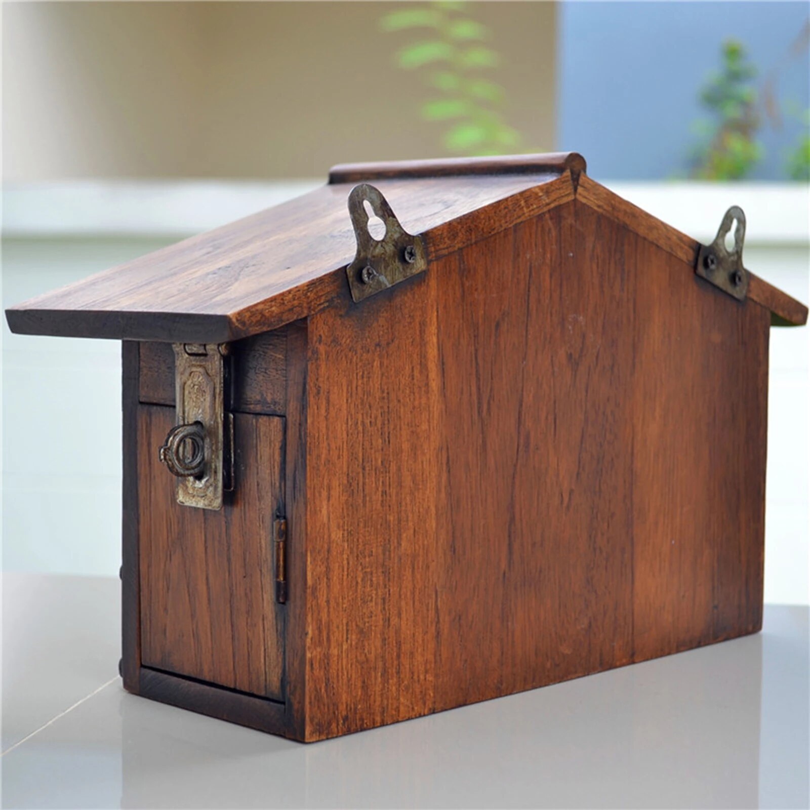 Buzón de madera para exteriores, buzón de correos Vintage a prueba de lluvia, cajas de letras, adornos de pared de amor para exteriores, buzón Bloqueable, 사함 함