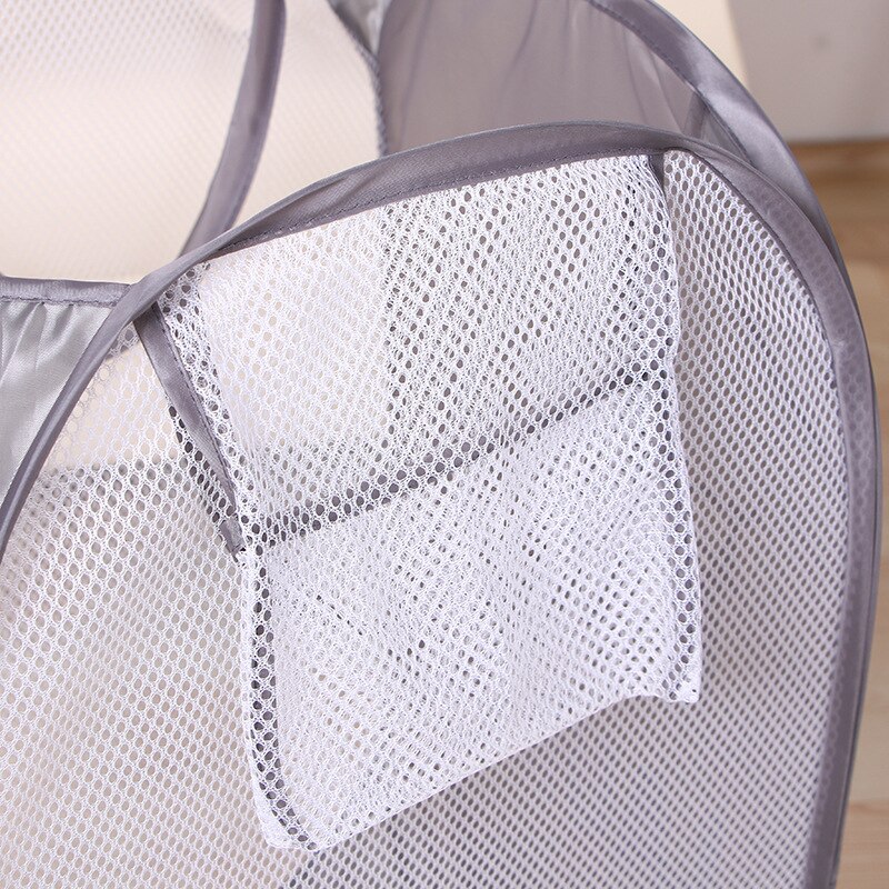 Foldbar pop up vasketøjskurv vasketøjspose hæmmer nylon mesh opbevaringskurv
