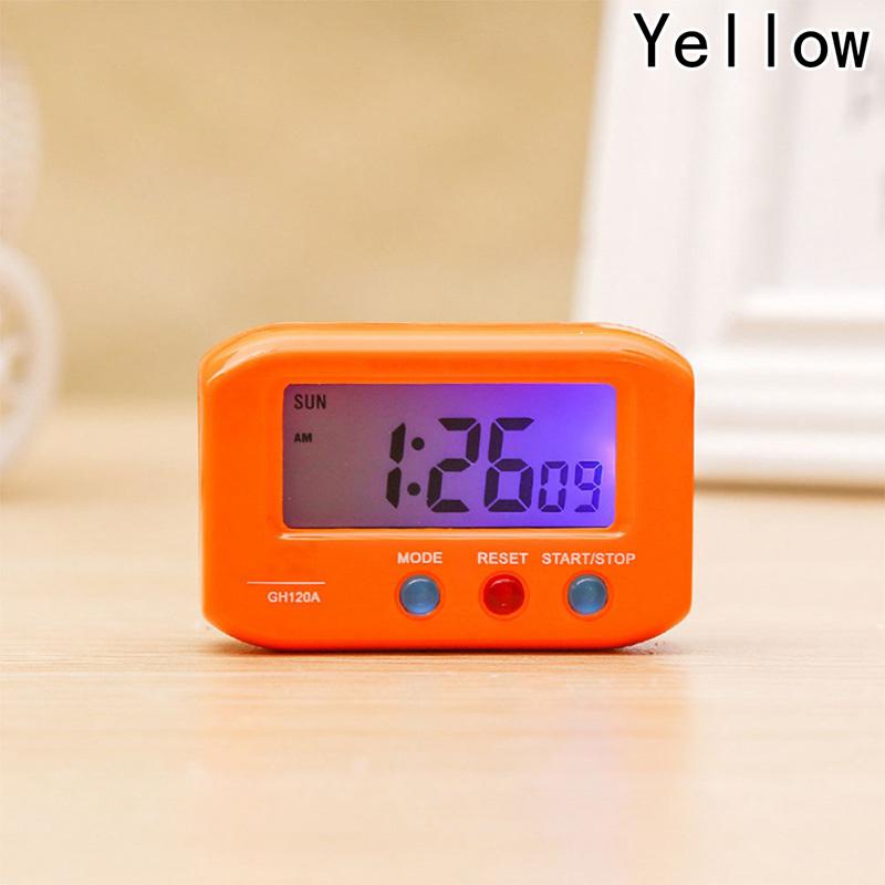 Mini Alarm Clock Portable Pocket Sized Digital Electronic Travel Alarm Clocks Automotive Stopwatch: Orange