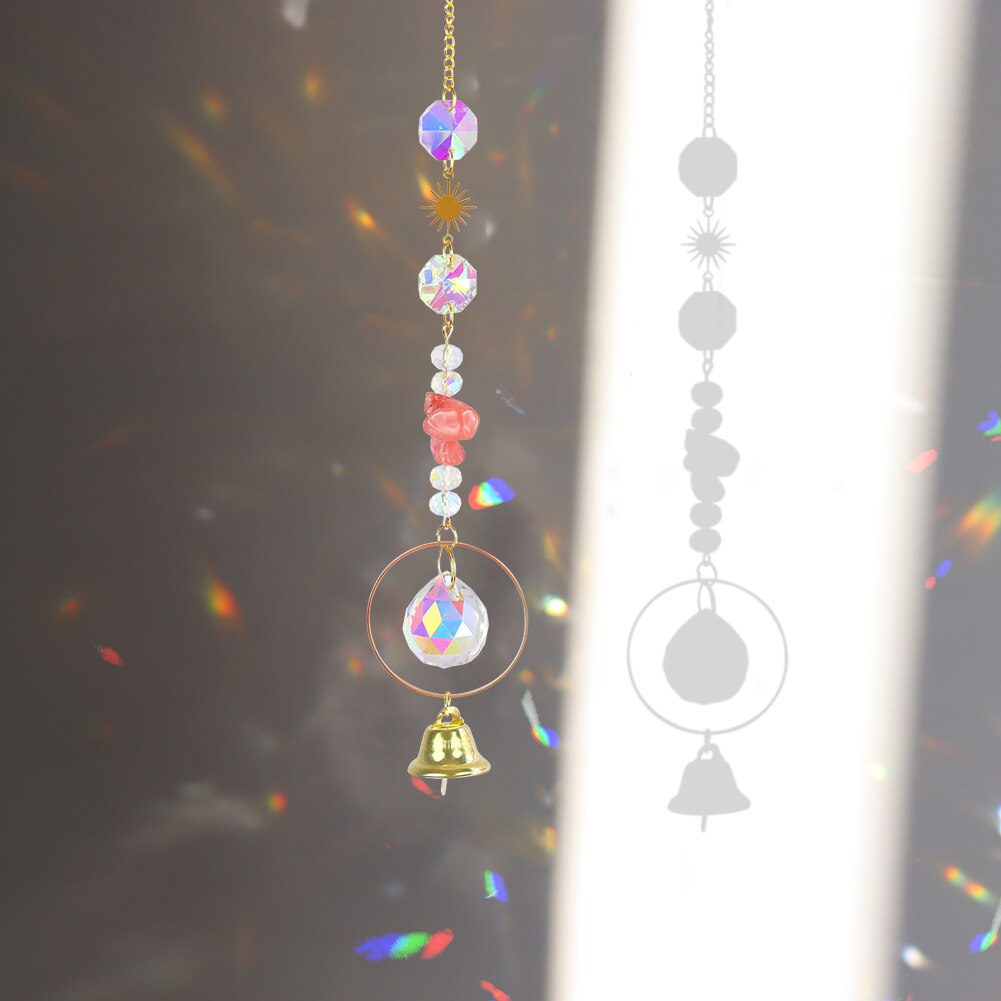Hanging Crystal Suncatcher Star Craft Sun light Catcher Window Car Moon Bell Pendant Rainbow Maker Home Garden Wall Wind Chime