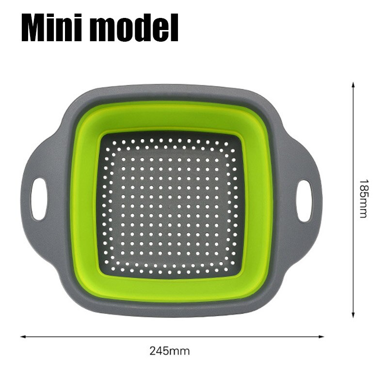 Passoire rétractable pliable en silicone au-dessus de l'évier avec poignée, passoire pliable de cuisine, bols, panier de filtre à eau de vidange: Vert  