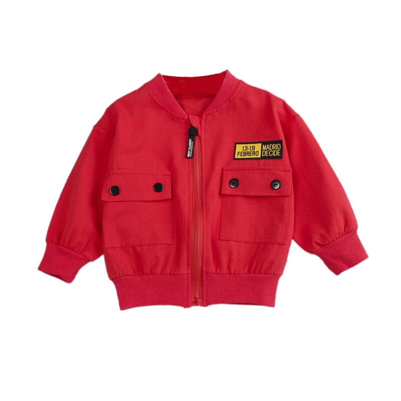 Jw-Lente Herfst Baby Boy Bovenkleding Cartoon Print Casual Rits Sweatshirt Kids Outfits Tops: Red / 90