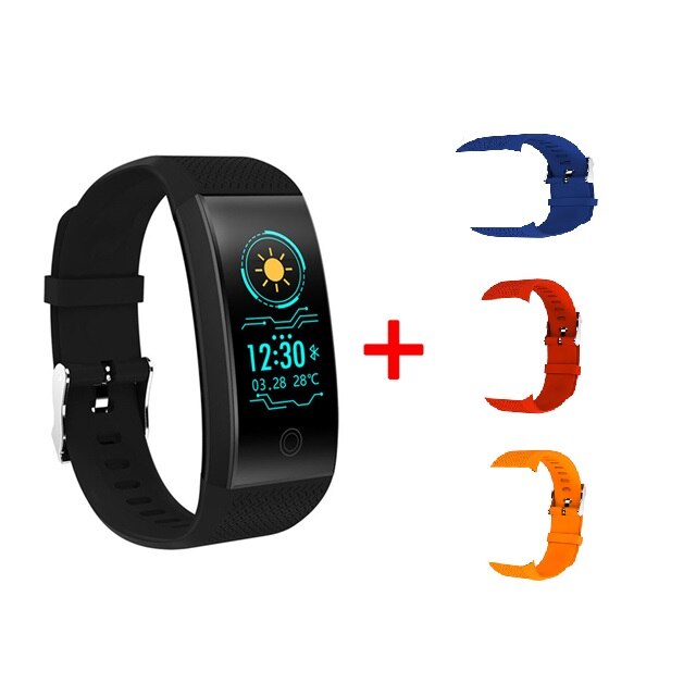 Qw18 smarta armband  ip68 vattentäta smartband puls sömnmätare sport passometer fitness tracker bluetooth smartwatch: Lägg till röd blå orange