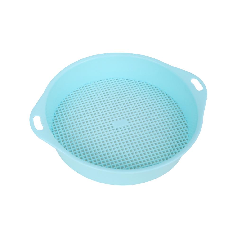 Tamiz redondo para el hogar, filtro de semillas de plástico, tamiz de rejilla de piedra de suelo, herramientas de jardinería, tamiz de jardín: Blue