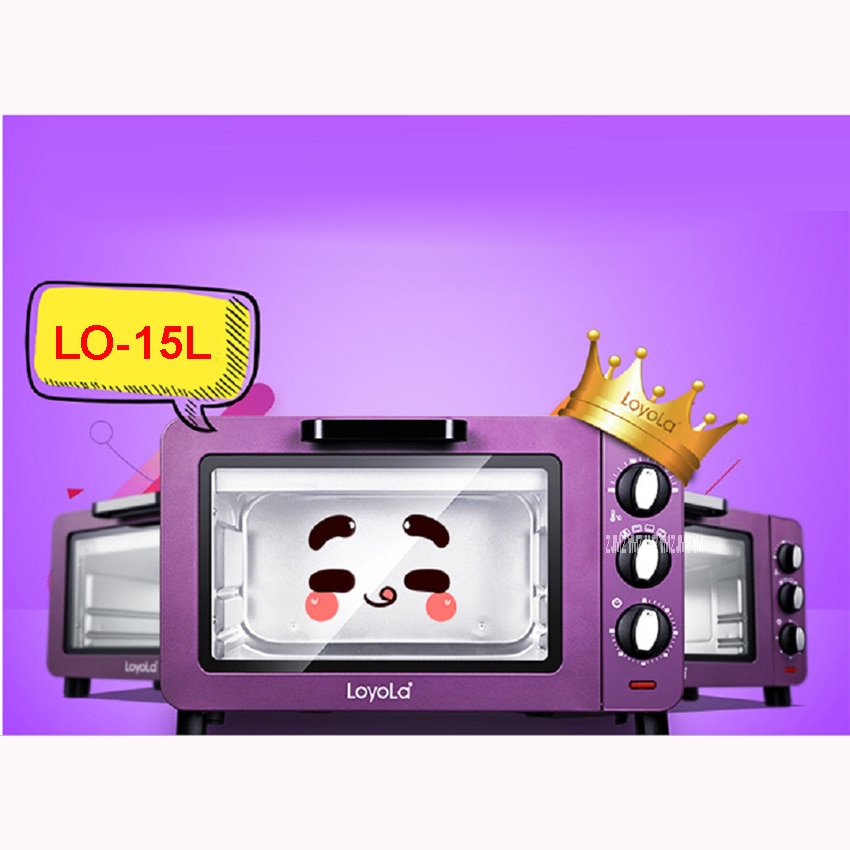 LO-15L Mini horno multifunción de 15l, horno eléctrico de 220 V/ 50 Hz 1200 W 100-230 grados, carcasa de acero inoxidable púrpura