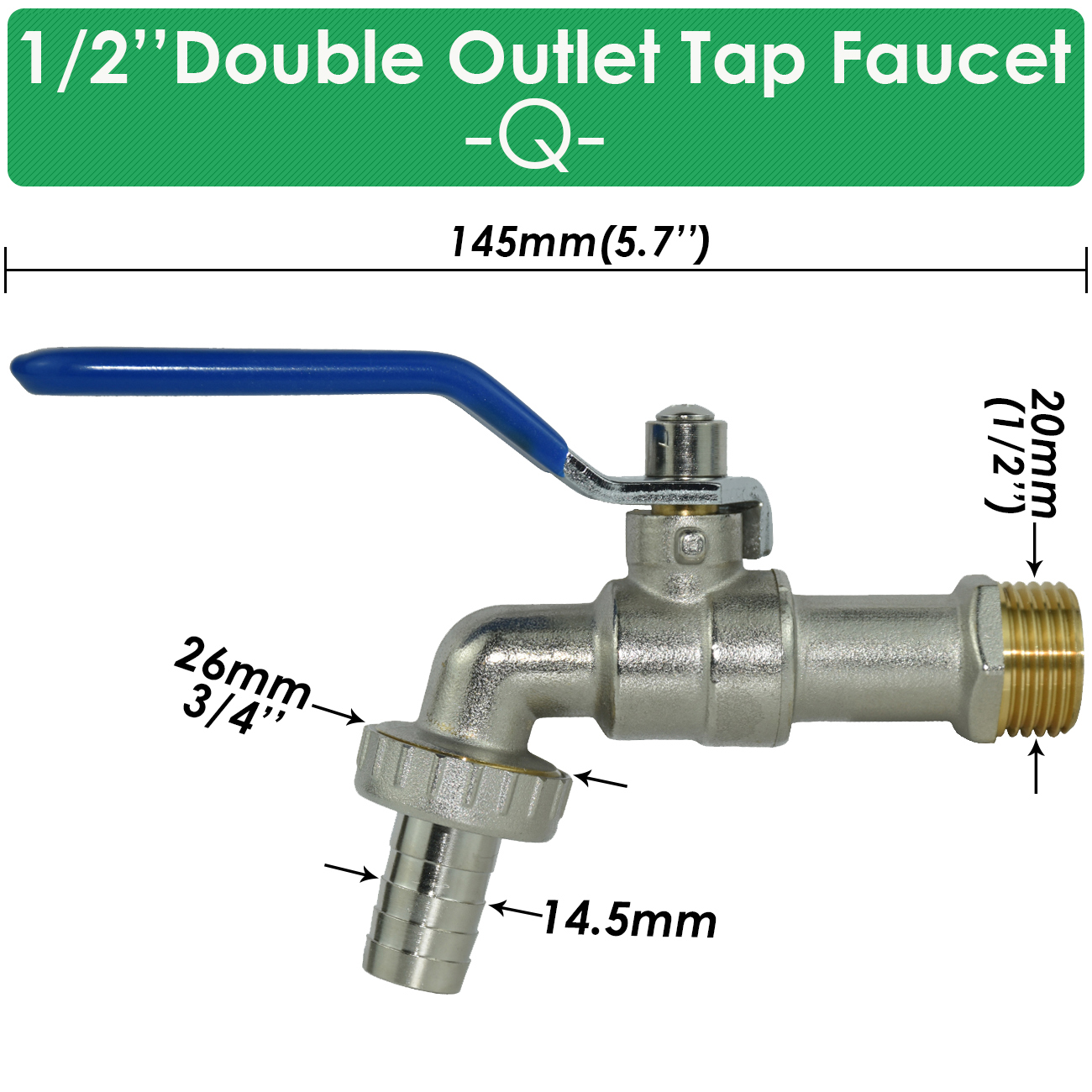 Garden 1/2'' IBC Water Tank Adapter Brass Tap Faucet Replacement Connector Joint 2-Way 1-Way Outdoor Irrigation Hose Ball Valve: Brown