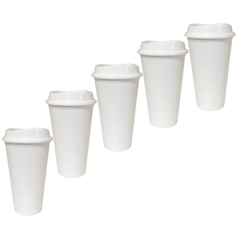 5pcs Color Changing Reusable Cold Cup Tumblers Reusable Discoloration Bottle With Straw Drinkware Plastic My Drink Bottle: 5pcs unchange white