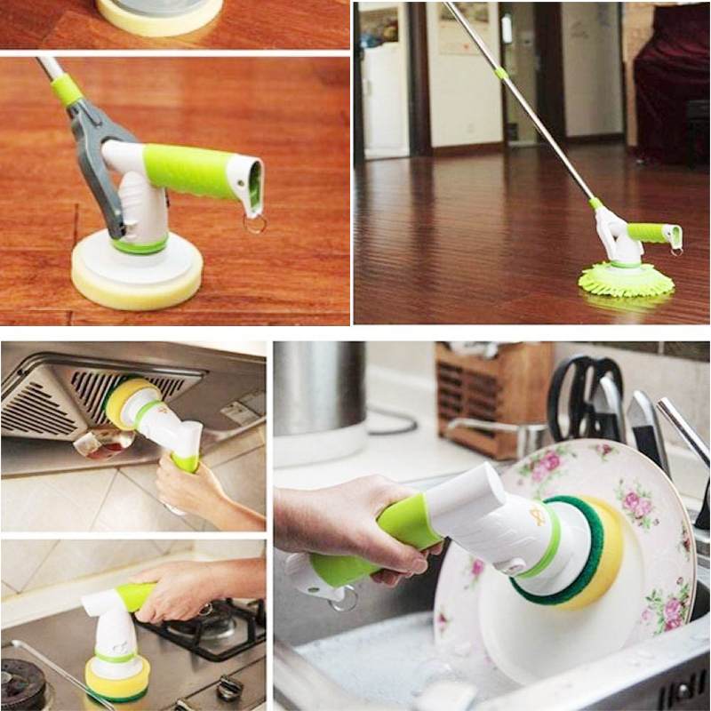 Spin Scrubber Turbo Scrub Borstel Draadloze Oplaadbare Badkamer Reiniger Met Uitbreiding Handvat Borstel Bad Elektrische Mop