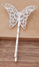 10Pcs 27X40Mm Koper Bloem Spacer Haar Sieraden Lijn Type Haarspeldjes Haarspelden Hairclips Side Clip Retro Haar dragen Accessoires: Silver