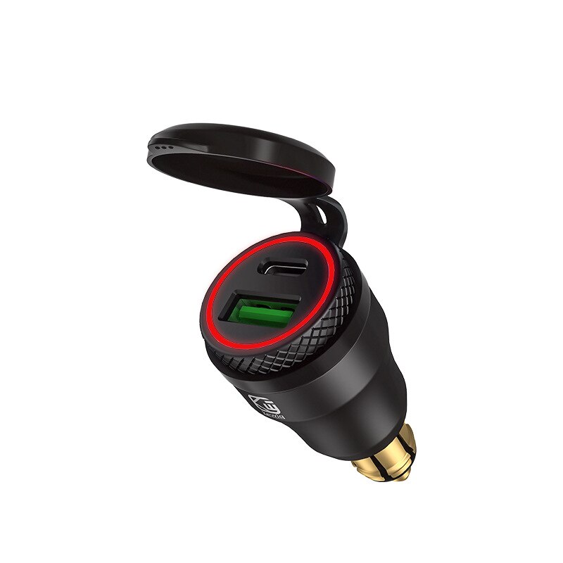 Chargeur d'alimentation type-c PD 30W, prise USB Powerlet, DIN, pour BMW et moto Triumph, Tiger Ducati: Black Red