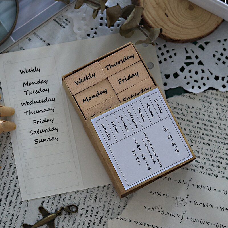 Vintage kuukausi puuleimasin setti bullet journal kumileimasimet scrapbooking-kortteihin koristelu kohokuviointi askartelu standardi leima
