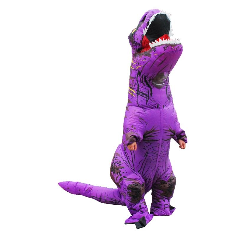 Inflatable Dinosaur Cosplay Costume Child Adults Halloween Blowup Outfit: Children / Purple 