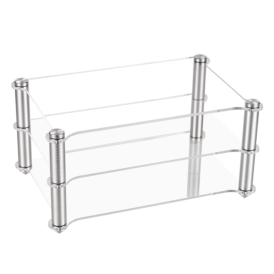 Rack de liga de alumínio acrílico, decodificador hifi, amplificador de fone de ouvido, camada dupla, rack de armazenamento: Branco