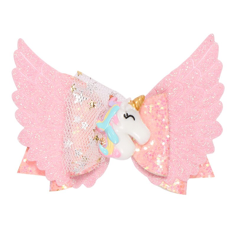 nouvelle licorne aile cheveux accessoires pour filles enfants princesse paillettes cheveux nœuds Clips à la main épingles à cheveux mignon enfants coiffure