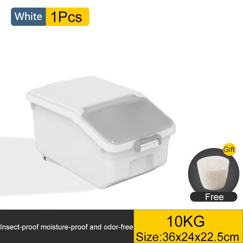 10KG Kitchen Rice Storage Box Insect Proof and Moisture Proof Dispenser Flour Cereal Bucket Kitchen Food Storage Container: Dark Khaki