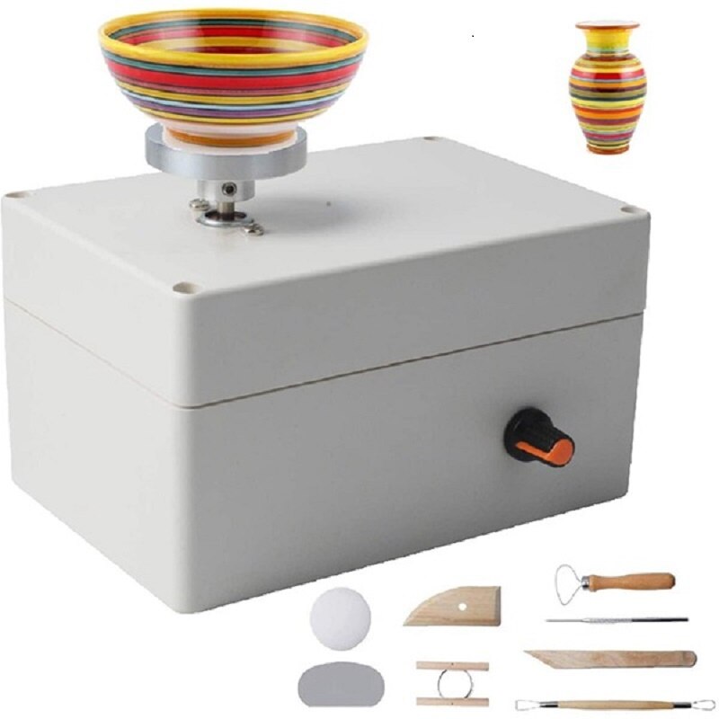 Keramikhjulmaskine, usb keramikfremstillingssæt med 6 stk keramiske lerværktøjer, elektriske keramikhjul diy-sæt