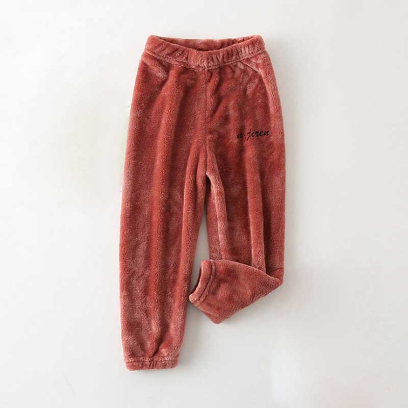 Hembyxor för barn vinter flanell pyjamasbyxor flickor pyjamasbyxor lounge wear barn sovbyxor: Röd / 110