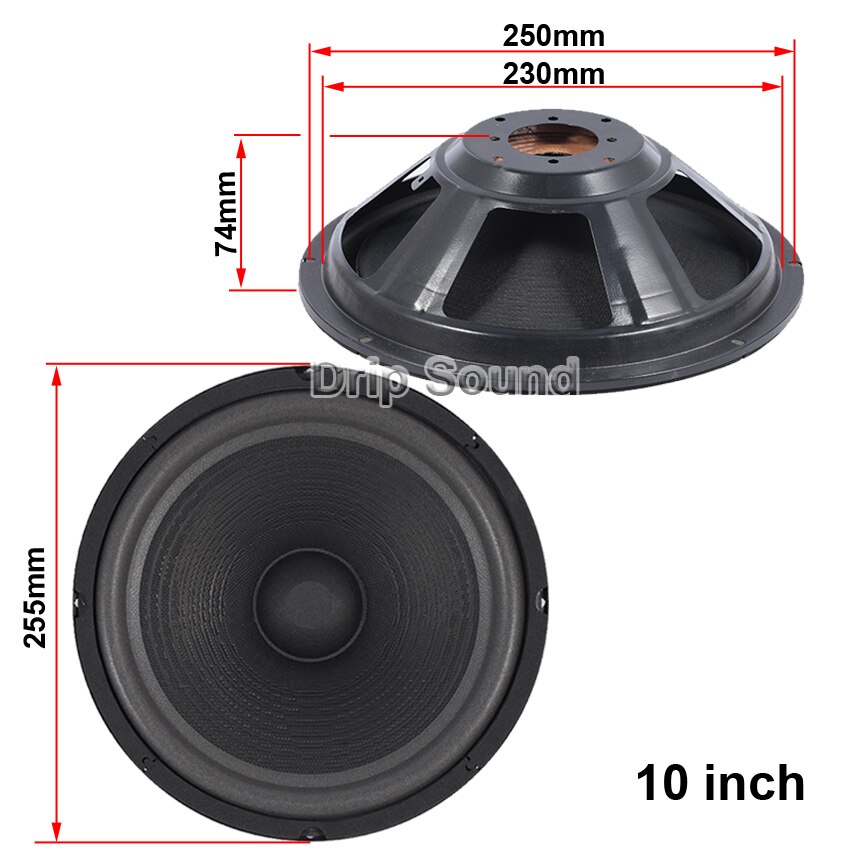 Altavoz pasivo de 4, 5, 6, 8 y 10 pulgadas, bocina de radiador, diafragma de Woofer, accesorios de reparación de bajos auxiliares, 2 uds.: 10 inch (255mm)