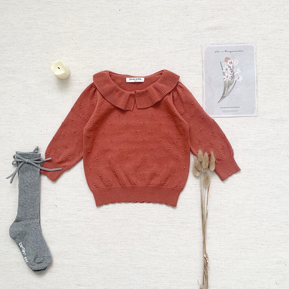 Süße Blütenblatt Kragen Baby Mädchen betroffen Baumwolle zur Seite fahren zur Seite fahren Herbst Kleinkind freundlicher Langarm Reinen Unterseite Shirt freundlicher Kleidung: Orange rot / 2-3 Jahre