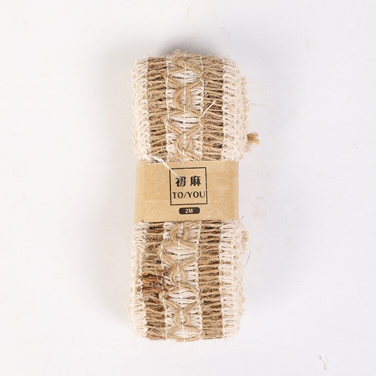 Cinta tejida de Yute Natural para envolver de boda, cinta de arpillera de cáñamo, manualidades DIY, suministros para fiestas, decoración del Festival, 2 metros por rollo: Style10 (Width 4cm)