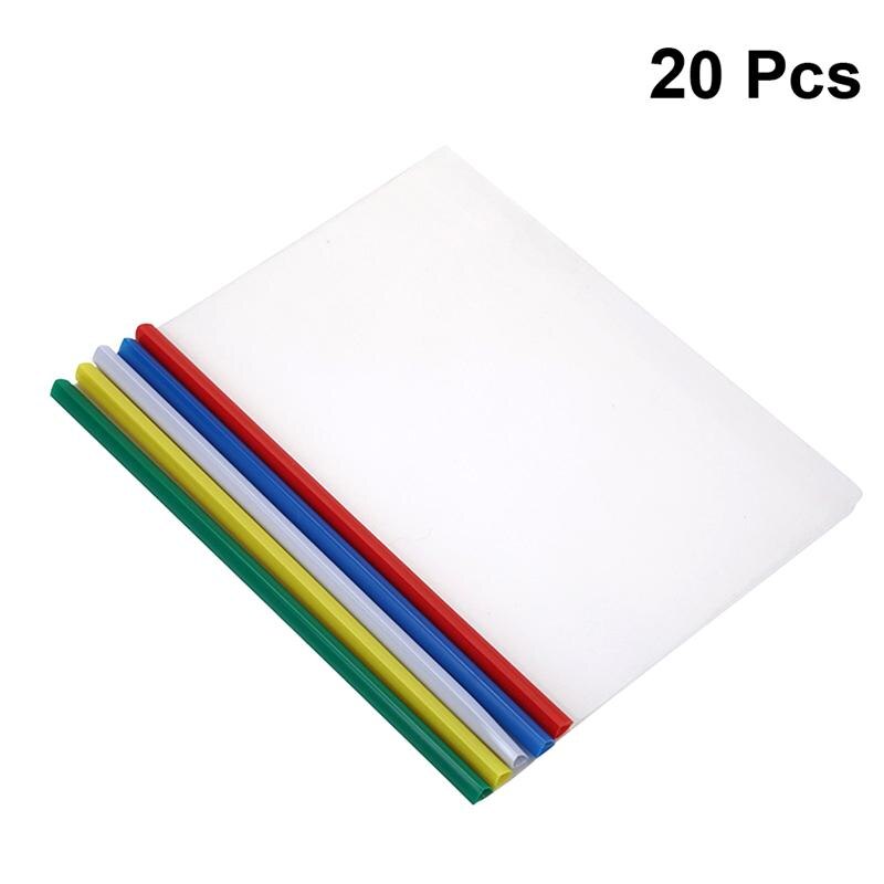 20pcs Sliding Bar File Clamps Transparent Plastic File Folders A4 Paper Organizer Report Contract File Holder for School Office: Default Title