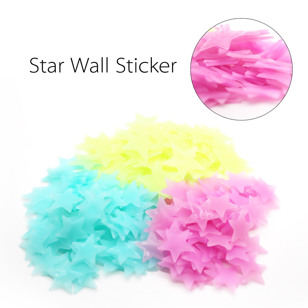 50-100 Stuks 3D Ster Glow In The Dark Muurstickers Kinderen Slaapkamer Fluorescent Glow In The Dark Sneeuwvlok muurstickers Home Decor