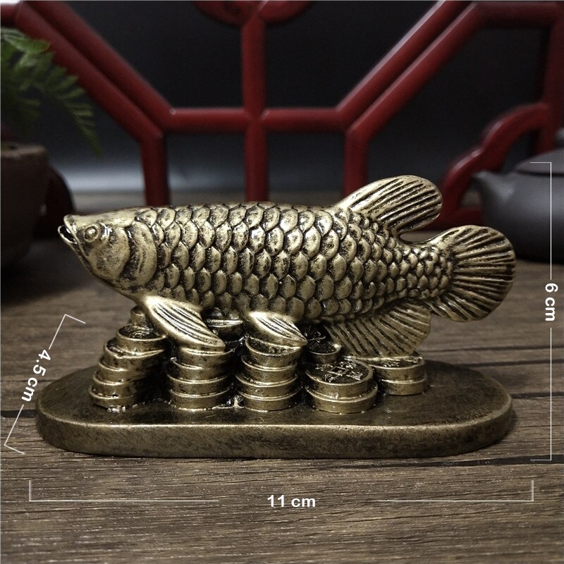 Guld dyr fisk statuer figurer heldige ornamenter boligindretning kinesisk feng shui buddha statue skulptur harpiks håndværk: Bronze